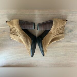 ANTONIO MELANI Tan Suede Heeled Boots 3.5 inches heel